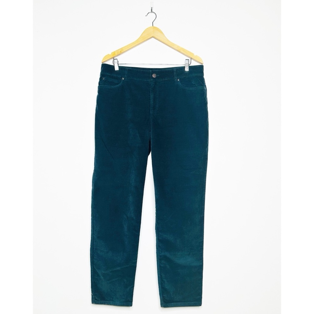 Peruvian Connection Dark Teal Velvet Straight Leg Pants Size 14